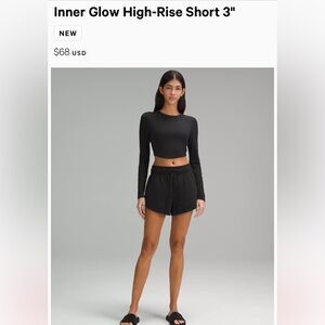 Lululemon women’s sweat shorts - Inner Glow High-Rise Short 3" - size 2 - black